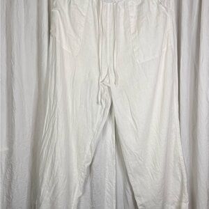 Cynthia Rowley 110% Linen Pants in White Sz L